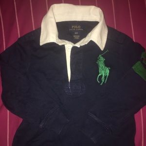 Toddler boy navy long sleeve polo rugby